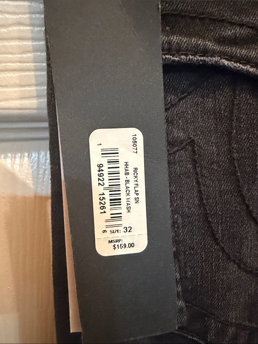True Religion Men’s Relaxed Black Jeans with Signature Back Pockets